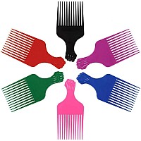 Leaduway Fist Picks For Curly And Afro Hair Plastic 65 Inch Lift Picks For Women And Men Rainbow Set 6 Pcs