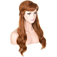 Morvally Long Wavy Brown Natural Synthetic Hair Braided Wigs For Women Halloween Cosplay Costume Party