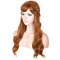 Morvally Long Wavy Brown Natural Synthetic Hair Braided Wigs For Women Halloween Cosplay Costume Party