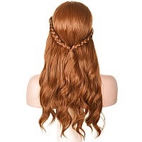 Morvally Long Wavy Brown Natural Synthetic Hair Braided Wigs For Women Halloween Cosplay Costume Party