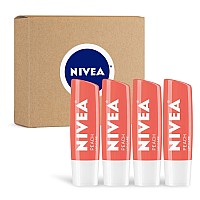 Nivea Peach Lip Care Tinted Lip Balm For Beautiful Soft Lips Pack Of 4