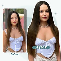 Full Shine Clip In Hair Extensions Real Human Hair Black Ombre Fading To Medium Brown Remy Human Hair Extensions Clip Ins Long S