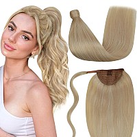 Laavoo Ponytail Hair Extensions Real Human Hair Gloden Brown Highlights Light Blonde Ponytail Extension Human Hair Clip In Ponyt