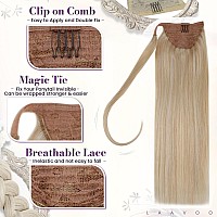 Laavoo Ponytail Hair Extensions Real Human Hair Gloden Brown Highlights Light Blonde Ponytail Extension Human Hair Clip In Ponyt