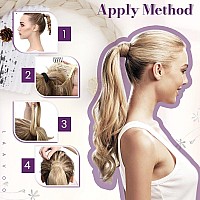 Laavoo Ponytail Hair Extensions Real Human Hair Gloden Brown Highlights Light Blonde Ponytail Extension Human Hair Clip In Ponyt