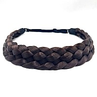 TOECWEGR 5 Strands Synthetic Hair Braided Headband Hairpiece Classic Chunky Wide Plaited Braids ElasticMulti-Color Headband Ladies Beauty Headwear