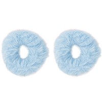 Small Fuzzy Fur Scrunchies Furry Pony Holder Set Of 2Light Blue