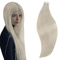 Runature 20 Inches Tape In Hair Extensions Human Hair Tape In Extensions White Blonde 800 Human Hair Tape In Extensions Seamles