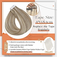 Full Shine Blonde Tape In Hair Extensions Real Human Hair Color 19 Grey Fading To 8 Ash Brown And 60 Blonde Hair Extensions Tape