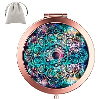 Dynippy Compact Mirror Rose Gold Makeup Mirror Folding Mini Pocket Mirror Portable Hand Mirror Doublesided 2 X 1X Magnification