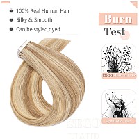 Sego 20 Inch Tape In Hair Extensions Human Hair 100G 40Pcs Straight Balayage 100 Remy Rooted Seamless Skin Weft Invisible Doubl