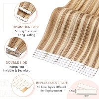 Sego 20 Inch Tape In Hair Extensions Human Hair 100G 40Pcs Straight Balayage 100 Remy Rooted Seamless Skin Weft Invisible Doubl