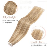 Sego 20 Inch Tape In Hair Extensions Human Hair 100G 40Pcs Straight Balayage 100 Remy Rooted Seamless Skin Weft Invisible Doubl