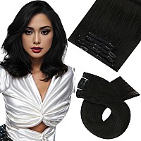 Moresoo Black Hair Extensions Clip In Human Hair Off Black Clip In Hair Extensions Real Human Hair Double Weft Clip In Human Hai