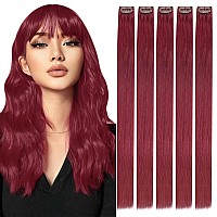 Runature Clip In Hair Extensions Bunrgundy Human Hair Clip In Extensions 20 In Clip In Hair Extensions Real Human Hair Burgundy