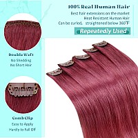 Runature Clip In Hair Extensions Bunrgundy Human Hair Clip In Extensions 20 In Clip In Hair Extensions Real Human Hair Burgundy