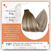 Full Shine Tape In Hair Extensions Human Hair 14 Inch Color 3 Darker Brown Fading To 8 Brown Highlights 22 Blonde Tape In Human