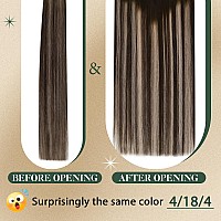 Ugeat Hair Extensions Wire Ombre Chocolate Brown Mix Ash Brown Balayage Straight Hair Extensions Invisible Wire Fish Line Hair E