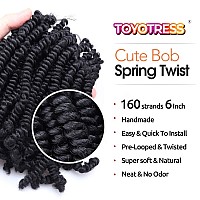 Toyotress Bob Spring Twist Hair 6 Inch 8 Packs Pretwisted Kids Crochet Hair Spring Twists Crochet Braids Synthetic Braiding