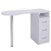 Mefeir Manicure Table Nail Desk With 3 Drawers Arm Rest Cushion For Nail Tech Beauty Spa Salon Home Wooden Technician Worksta