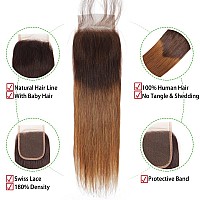 Ombre Straight Hair Bundles With Closure 10A Brazilian Virgin Remy Human Hair 2 Tone T430 Ombre Straight Human Hair Bundles Wit