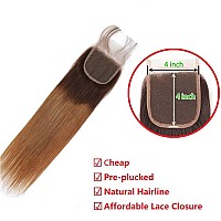 Ombre Straight Hair Bundles With Closure 10A Brazilian Virgin Remy Human Hair 2 Tone T430 Ombre Straight Human Hair Bundles Wit