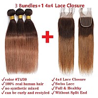 Ombre Straight Hair Bundles With Closure 10A Brazilian Virgin Remy Human Hair 2 Tone T430 Ombre Straight Human Hair Bundles Wit