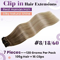 Laavoo Human Hair Extensions Clip Ins Grey Clip In Hair Extensions Real Human Hair 22 Inch Hair Extensions Clip Ins Human Hair L