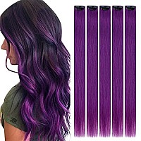 Runature Clip In Hair Extensions Purple Human Hair Clip In Extensions 16 Inch Clip In Hair Extensions Real Human Hair Purple Hai