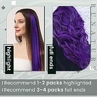 Runature Clip In Hair Extensions Purple Human Hair Clip In Extensions 16 Inch Clip In Hair Extensions Real Human Hair Purple Hai