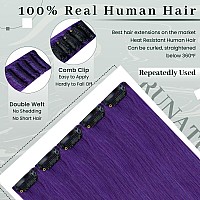 Runature Clip In Hair Extensions Purple Human Hair Clip In Extensions 16 Inch Clip In Hair Extensions Real Human Hair Purple Hai