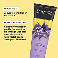 John Frieda Violet Crush Purple Conditioner, Conditioner for Brassy Blonde Hair, with Violet Pigments, 8.3 Ounce