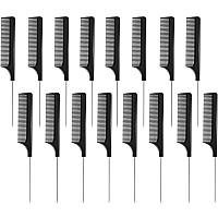 16 Pieces Rat Tail Comb Foiling Combs Steel Pin Rat Tail Fiber Heat Resistant Teasing Combs With Stainless Steel Pintail For Wom