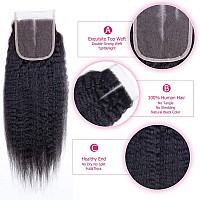 Oidr Kinky Straight Bundles With Closure Brazilian Human Hair 24 26 2820 Inch Unprocessed 9A Yaki Straight Hair 3 Bundles With