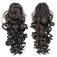 Swacc 12Inch Short Screw Curls Claw Clip Ponytail Extensions Synthetic Clip In Drawstring Curly Ponytail Hairpiece Jaw Clip Hai