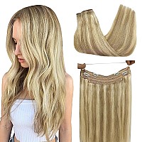 Goo Goo Wire Hair Extensions Human Hair 1622 Light Blondewith Mix Golden Blonde Highlighted 12Inch 70G Invisible Wire Hair Ex