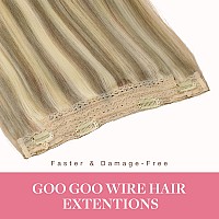 Goo Goo Wire Hair Extensions Human Hair 1622 Light Blondewith Mix Golden Blonde Highlighted 12Inch 70G Invisible Wire Hair Ex