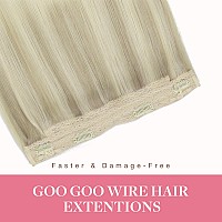 Goo Goo Wire Hair Extensions Human Hair 172260 Ash Blonde With Golden Blonde And Platinum Blonde Balayage 20Inch 110G Invisi