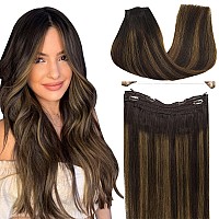 Goo Goo Wire Hair Extensions Human Hair 262 Dark Brown With Chestnut Brown Balayage 12Inch 70G Invisible Wire Hair Extension