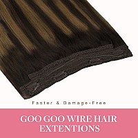 Goo Goo Wire Hair Extensions Human Hair 262 Dark Brown With Chestnut Brown Balayage 12Inch 70G Invisible Wire Hair Extension