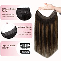 Goo Goo Wire Hair Extensions Human Hair 262 Dark Brown With Chestnut Brown Balayage 12Inch 70G Invisible Wire Hair Extension