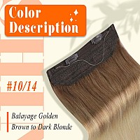 Fshine Invisible Wire Hair Extensions Real Human Hair Ombre 1014 Brown To Blonde Balayage 12 Inch Fish Line Hair Extension Huma