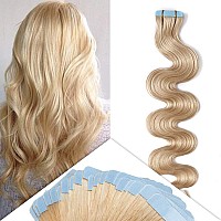 16 Inch Tape In Human Hair Extensions Wavy Thin Long Hair 50G 20Pcspack Seamless Skin Weft Glue In Body Wave Human Hairpieces W