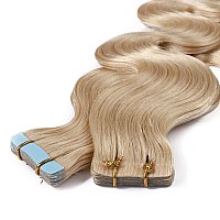 16 Inch Tape In Human Hair Extensions Wavy Thin Long Hair 50G 20Pcspack Seamless Skin Weft Glue In Body Wave Human Hairpieces W