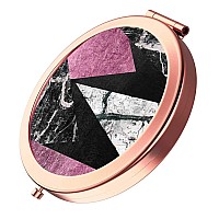 Yckmd Rose Gold Travel Purse Mirror Compact Double Sides 2X 1X Magnification Hand Mirror Metal Round Bohemian Mirror For Women