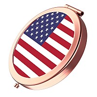 Yckmd Rose Gold Travel Purse Mirror Compact Double Sides 2X 1X Magnification Hand Mirror Metal Round Bohemian Mirror For Women