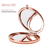 Yckmd Rose Gold Travel Purse Mirror Compact Double Sides 2X 1X Magnification Hand Mirror Metal Round Bohemian Mirror For Women