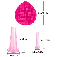 Bbto Silicone Facial Cupping Set Vacuum Massage Cup Kit For Body Face Neck Back And Eye 6 Cups And Exfoliating Brush