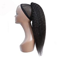 Drawstring Ponytail Extension Human Hair Afro Kinky Straight Ponytail For Black Women Yaki Human Hair Natural Black Color Brazil