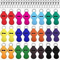 Duufin 24 Pcs Chapstick Holder Keychains Lipstick Holder Keychains With 24 Pcs Metal Clip Cords For Chapstick Tracker And Safegu